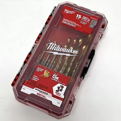 IOB 15pc Milwaukee Tools Red Helix Titanium Metal Impact & Drill Bit Set • $16.99