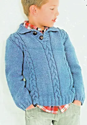 Knitting Pattern Boy Girl Baby Kids Cable Aran Jumper Sweater Sizes 18-28 Inch • £1.75