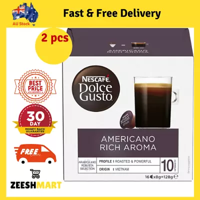 2 X NESCAFE Dolce Gusto Cafe Americano Rich Aroma Coffee Pods 16 Capsules NEW AU • $22.86