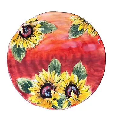 Maxcera Sunflower Ruffled Rim Ceramic Dinner Plate 10-5/8” • $17.99