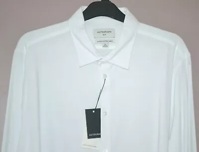 M&s Autograph Luxury Stretch Fabric Shirt White Size 3xl Slim Fit - New • £19.99