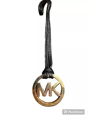 Michael Kors MK Bag Charm Replacement Hang Tag Gold-Tone W Brown Leather Strap • $12.87