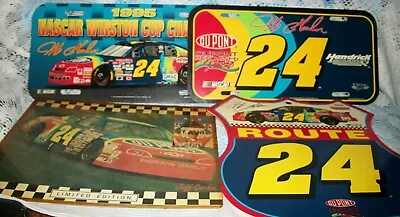 Lot Of 4 Jeff Gordon Vanity Plates Signs & Photos  1995 1996 & 1997 Winston Cup • $16.95