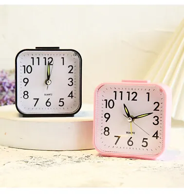 Silent Analogue Alarm Clock Portable Night Light Bedside Snooze Easy Operated UK • £6.99