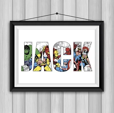 Personalised Print Avengers Themed Any Name A4 Birthday Gift Gaming Room Hulk • £3.48