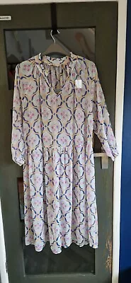Ladies Multi Colour Retro Print Chiffon Long Summer Dress Size 18 By TU BNWOT  • £4.99