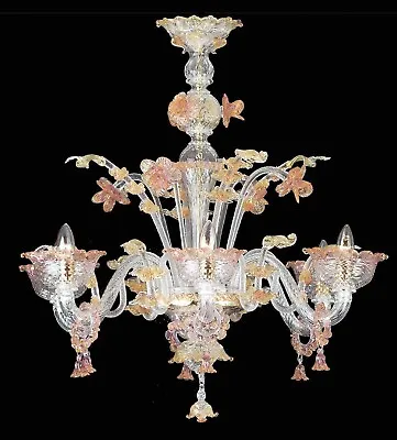 Chandelier In Murano Blown Glass Venetian Ceiling Lighting Venice 6 Lights New • $3783.50