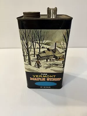 Vintage Pure Maple Syrup Can 1 Gallon (Empty) - Winter Scene • $12.95