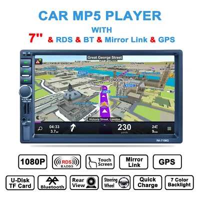 7 Inch Car Stereo MP5 Player 2 Din Bluetooth Touch Screen With EU GPS Navigation • $131.20