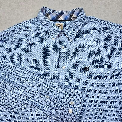 Cinch Shirt Mens 2XL Blue Geometric Long Sleeve Button Down Western Rodeo Cowboy • $24.99