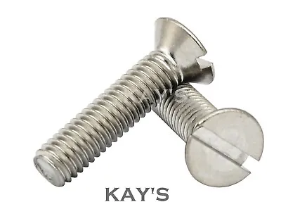 M6 (6mmØ) SLOTTED COUNTERSUNK MACHINE SCREWS A2 STAINLESS STEEL SLOT CSK BOLTS • £2.32