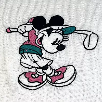 Minnie’s Golf Club Sweater Aurea Disney Minnie Mouse White Embroidered Size M • $22.99