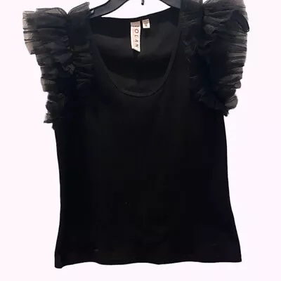 Dolan Tulle Sleeve Tank Top Black M • $24