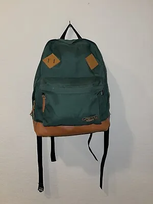 Vintage Outdoor Products Cordura Nylon Backpack Daypack USA Green Leather Bottom • $48.99