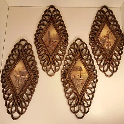 Vintage Set Of 4 Burwood Products Company 1350 Country Wall Plaques Made In USA • $8