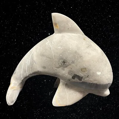 Hand Carved Gray Marble Stone Dolphin Figurine Paperweight 4.5”T 5”W • $35
