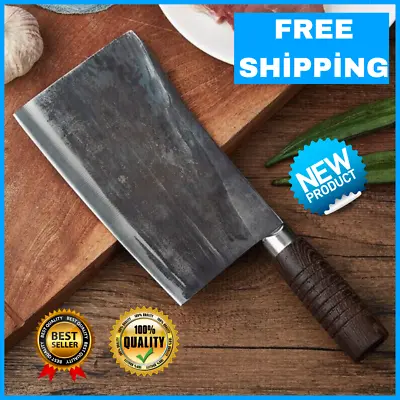 Handmade Cleaver Knife Forged Steel Traditional Chinese Chef Natural Wood Handle • $85.80