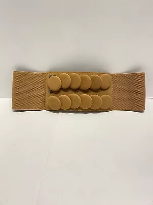 Women's Wide High Elastic Waist Belt Retro Button Accents Caramel Tan 4  X 28  • $14.99