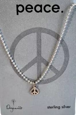 Dogeared Tiny Peace Sign Necklace 18 In Sterling Silver Ball Chain • $31.98