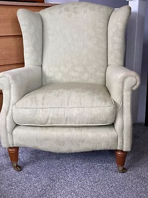 Laura Ashley Southwold Wingback Chair In A Delicate Green Very Good Condition • £350