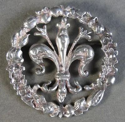 Vintage Sterling Silver Fleur De Lis Brooch 12.8g  #J4075 • $47.99