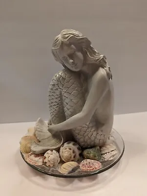 Mermaid Sitting On A Bed Of Seashells Statue Figurine • $25