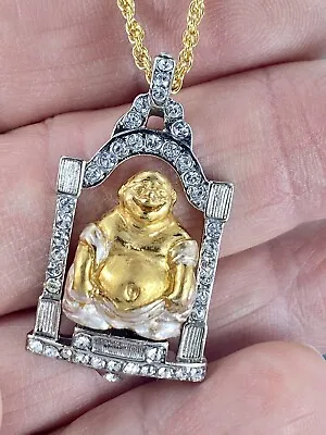 I Am Edgar  Berebi My Vintage Golden  Laughing Buddha Pendant Never Worn • $24