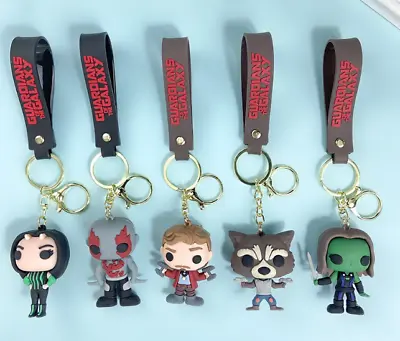 8 Styles New Marvel Guardians Of The Galaxy PVC Bags Pendant Keychains Key Rings • £4.79
