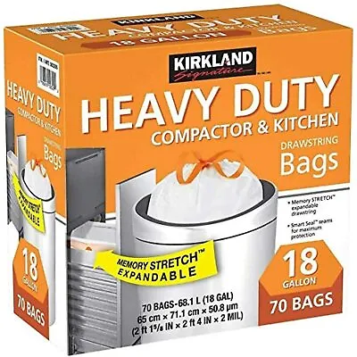 KIRKLAND SIGNATURE Compactor Kitchen Trash Bag With Gripping Drawstring Secure • £40.49