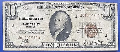 1929 Ten Dollar National Currency Bill $10 Note - Kansas City Missouri #73780 • $89.99