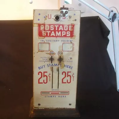 Old Vtg US Mail Postage Metal Stamp Machine Dispenser Coin 25/25 Cent  • $124.95