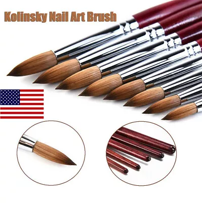 US-Pro Kolinsky Acrylic Nail Art Brush Manicure Powder Wood Handle Supply Tool • $4.25