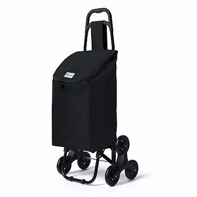 VOUNOT 6 Wheels Shopping Trolley Folding Stair Climbing Cart 32L Oxford Black  • £27.99