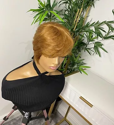 Ginger Blonde Wig Non Lace Brazillian Human Hair Pixie Cut ￼ • £99