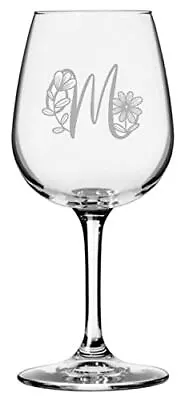 M Daishy Daisy Monogram Etched 12.75oz Stemmed Wine Glass • $24.99