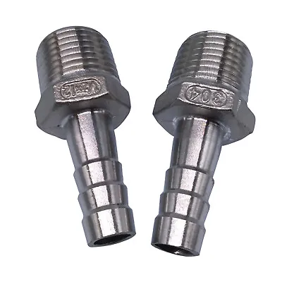 US Stock 2pcs 1/2  Male Thread Pipe Fitting 12mm Barb Hose Connector SS 304 NPT • $9.07