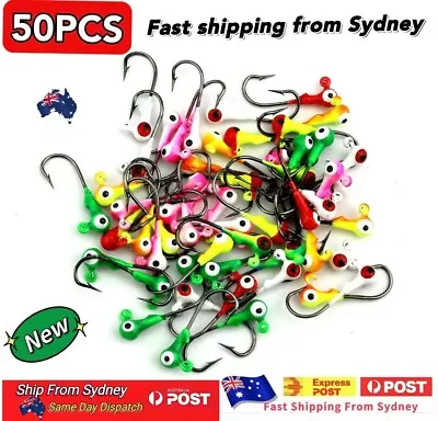 $9.89 • Buy 50PCS/Pack 1/32oz 2cm Lead Jig Heads Fishing Hooks Crappie Lure Tackle Bait Jigs