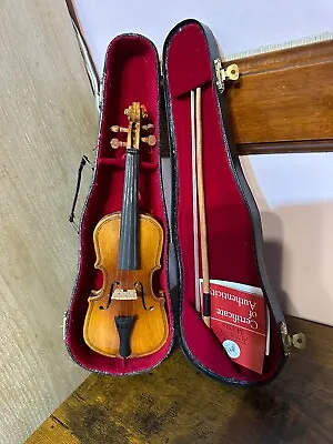 Vintage 9  Miniature Violin W/ Bow Wood Music Instrument Model With Case Box • $18