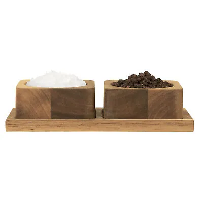 Salter Toronto Salt & Pepper Pinch Pots With Durable Wood Storage Tray 2 Pots • £12.99