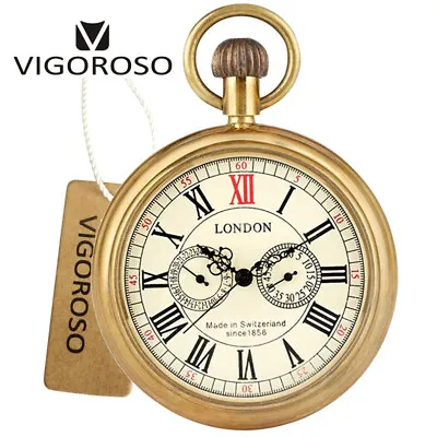 Luxury Mens Antique Classic Gold Mechanical Gift Pocket Watch With Chain • $21.09