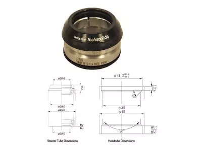 Tange Seiki Technoglide IS2 Fully Integrated Headset In Black. 1 1/8  + 15mm All • £30