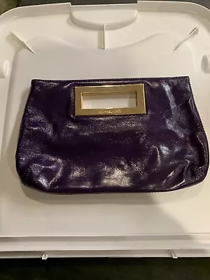 Sexy Michael Kors Purple Leather Gold Handled Clutch • $29.45