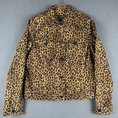 Ralph Lauren Jeans Co LRL Denim Jacket Cheetah Leopard Womens Sz M VTG • $39.95