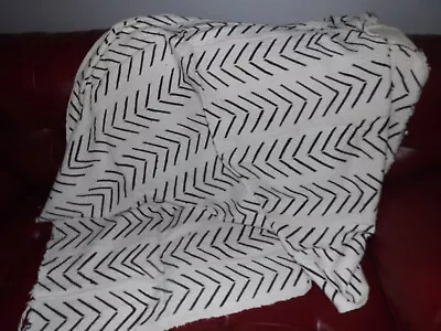 African Mud Cloth Fabric Bambara | Handwoven Mali Mudcloth (White/Black) • $35