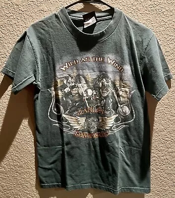 Vintage Harley Davidson Looney Tunes T-shirt Adult Small GREEN Wild As The Wind • $39.99