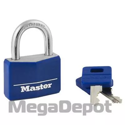 Master Lock 142DCM No. 142D Wide Covered Solid Body Padlock Blue • $274.40