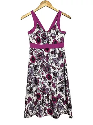 $19.99 • Buy PrAna Amaya Dress Paisley Floral Pink Purple Stretch Athleisure Walking Small