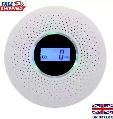 LCD Display Combination Smoke Alarm And Carbon Monoxide Detector Battery Powered • £16.99