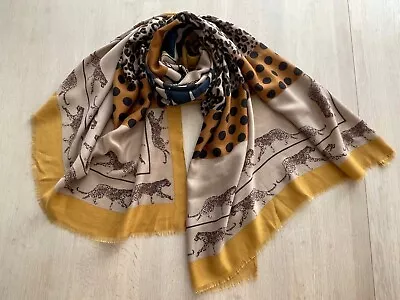 Leopard Scarf Large Scarf With Cheetah Vintage Shawl Head Scarf • $54.89