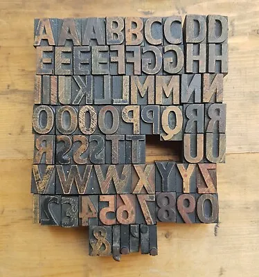 £72 • Buy Vintage Letterpress Wooden Printing Blocks Type 21mm High. Full Alphabet.